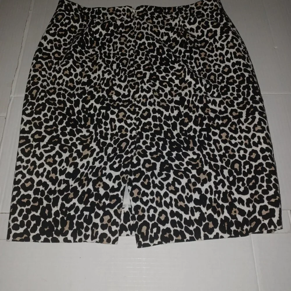 J.CREW THE PENCIL SKIRT LEOPARD PRINT 100% COTTON SIZE 4